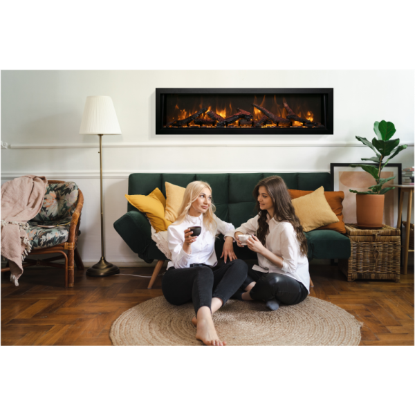 Amantii - Smart 50″ Wide – Deep Indoor or Outdoor Electric Built-in only with Black Steel Surround