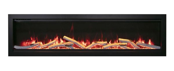 Amantii - Smart 74" Clean face Electric Built-in with log and glass, black steel surround