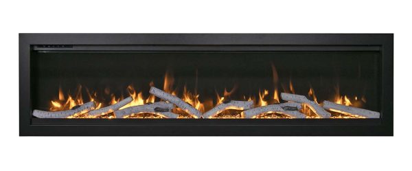 Amantii - Smart 88" Clean face Electric Built-in with log and glass, black steel surround