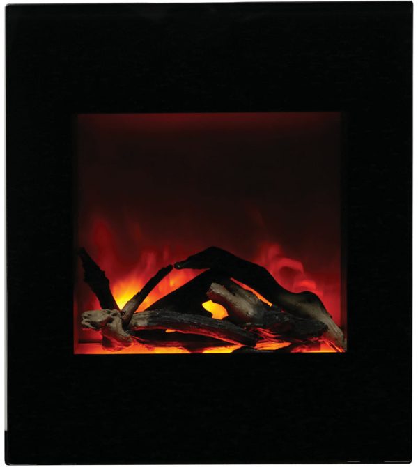 Amantii - ZECL electric fireplace with Black Glass surround, 15 pce. log set